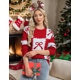 thumbnail image 4 of Sweater for Women Crewneck Bow Tie Checkered Printed Cable Knitted Winter Fall Warm Long Sleeve Loose Pullover Sweaters Alsol Lamesa, 4 of 6