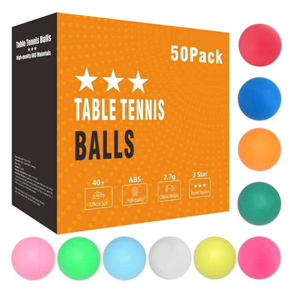 Pelotas de ping pong Meizhouer, paquete de 50 unidades, 3 estrellas, 40 mm, colores