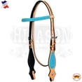 thumbnail image 2 of Western Horse Headstall Tack Bridle American Leather Turquoise Hilason, 2 of 7
