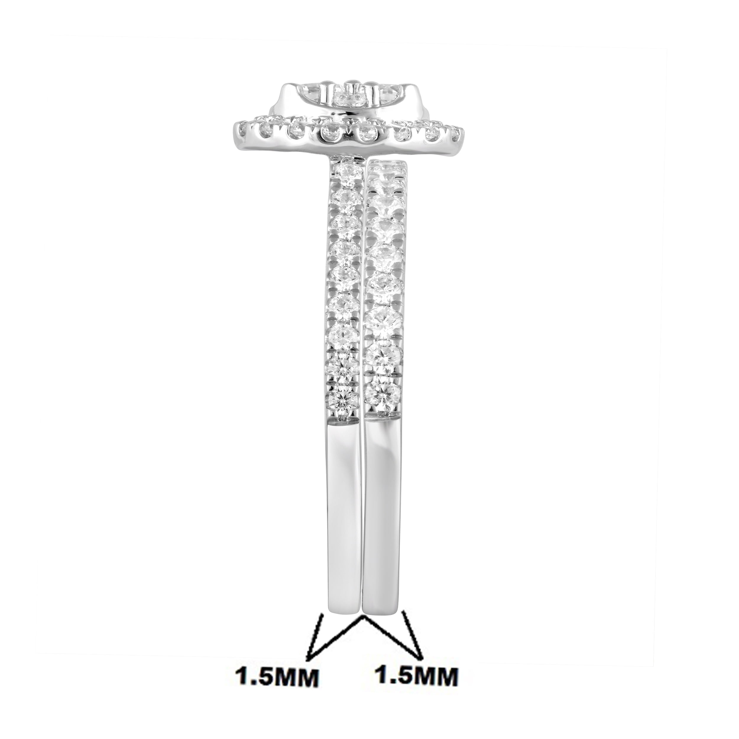 Unique Moments 1 Ct Round Cut Lab Grown Diamond Wedding Ring Set in 10K Gold (H-I, SI-I1)
