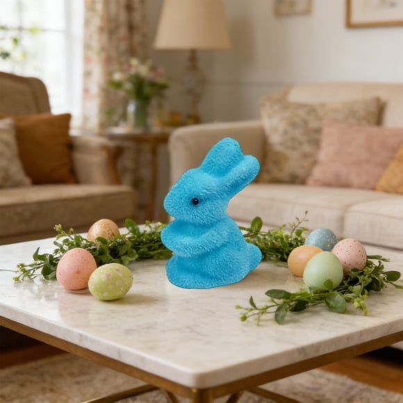 Yusimy Easter Rabbit Foam Colorful Furry Rabbits Easter Party Ornaments Wreath Flower Branch Accessories Decor