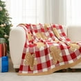 thumbnail image 5 of Gingerbread Man Throw Blanket Red White Plaid Checkered Blanket 50x60 inches, Ultra Soft Cozy Throw Blanket for Couch, Sofa and Bed for Christmas, 5 of 6