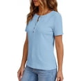 thumbnail image 5 of PRETTYGARDEN Waffle Knit Tops for Women Short Sleeve Henley Shirts Summer Blouses Dressy Casual Spring Fashion Clothes, 5 of 10