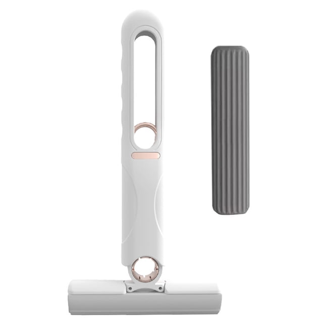 Mini trapeador portátil auto exprimible, trapeador de esponja Quickie, mini trapeador para espacios pequeños, baño, cocina, vajilla, escritorio, cabezal de vidrio + mango para apretar