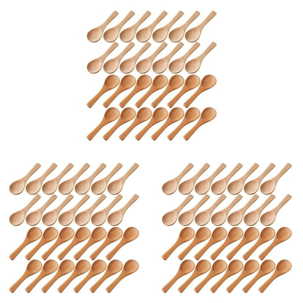 Cucharas Pequeñas de Madera Mini Cucharas de Degustación Condimentos Cucharas de Sal 90 Piezas