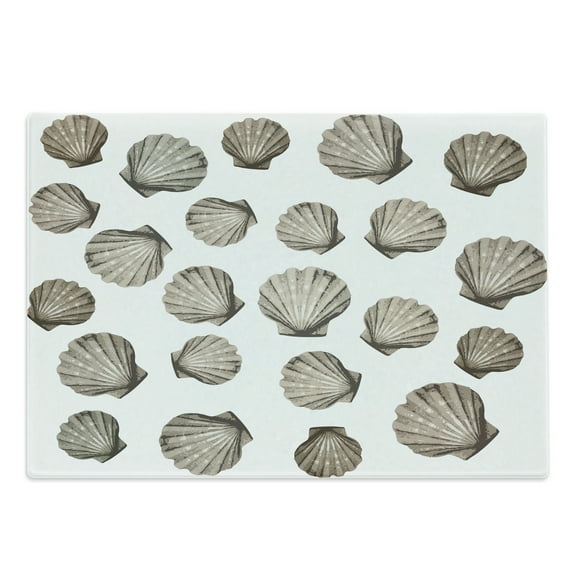 Scallop Cutting Board, Clam Seashells Beach Pecten Family Nautical Creatures Plain Background, Decorative Tempered Glass Cutting and Serving Board, in 3 Sizes, by Ambesonne
