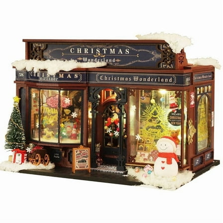 DIY Christmas Wonderland Toy Model House 3D Wooden Puzzle Dollhouse for Gift