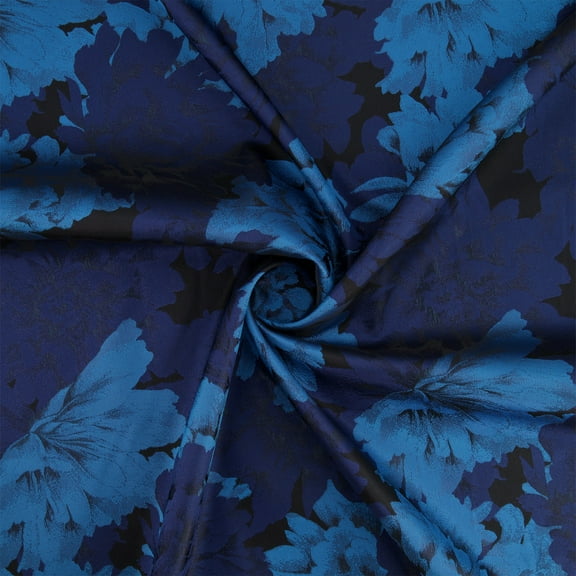 Zelouf Elora Floral Metallic Jacquard  , Sewing, DIY, Crafts Fabric by the Yard, Cobalt, 3 Yard
