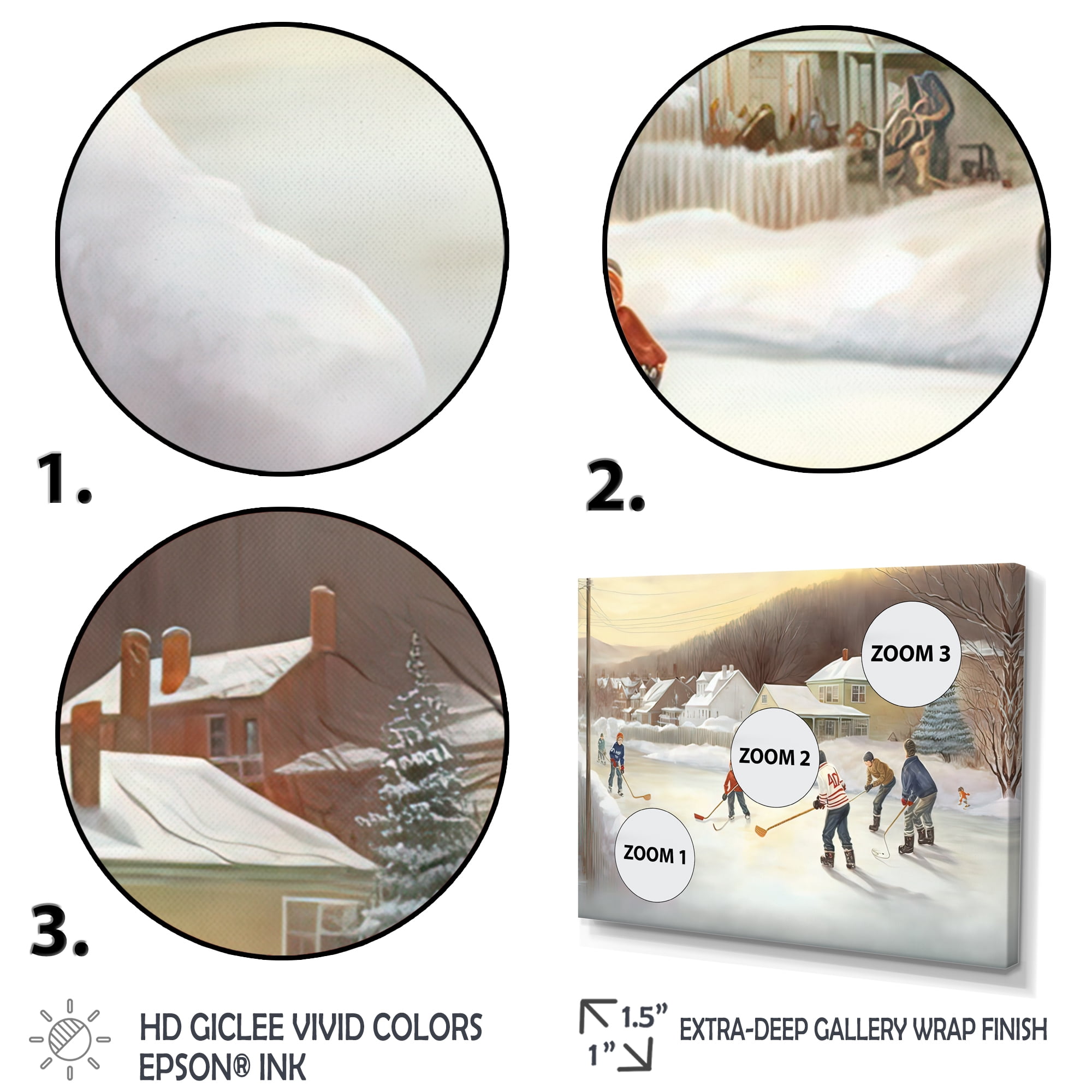 Designart Kids Playing Hockey In Winter IV Canvas Wall Art