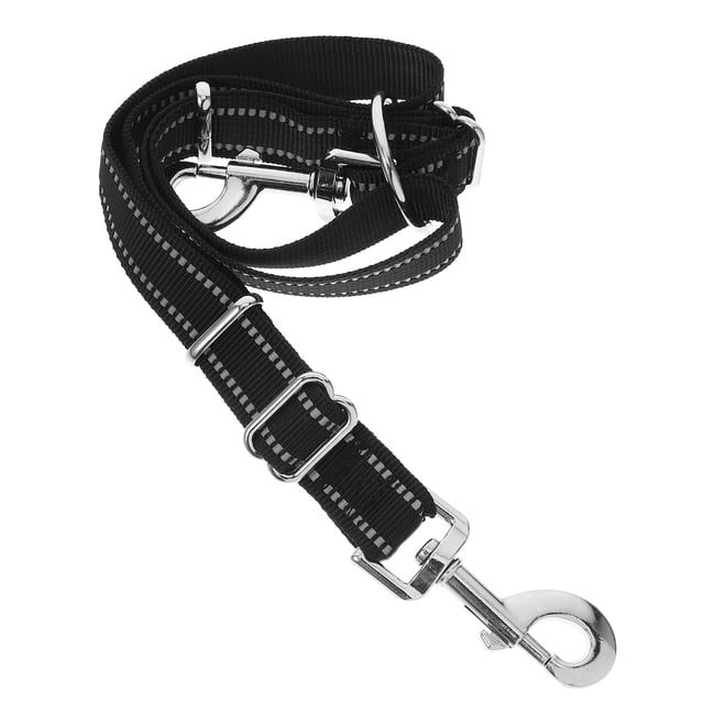 OULII 1Pcs Séparateur Réglable en Nylon Noir Double Laisse pour Chien pour Marcher Ensemble