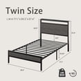 thumbnail image 3 of Bolvdo Twin Size Bed Frame with Headboard & Footboard, LED Light & Charging Station, Under-Bed Storage, Noise-Free, No Box Spring Needed, Easy Assembly, Rustic Gray, 3 of 7