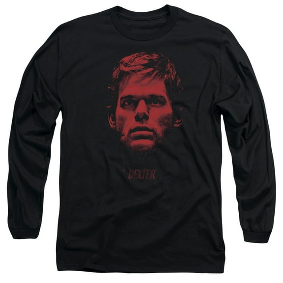Dexter Bloody Face Long Sleeve Adult 18/1 T-Shirt Black