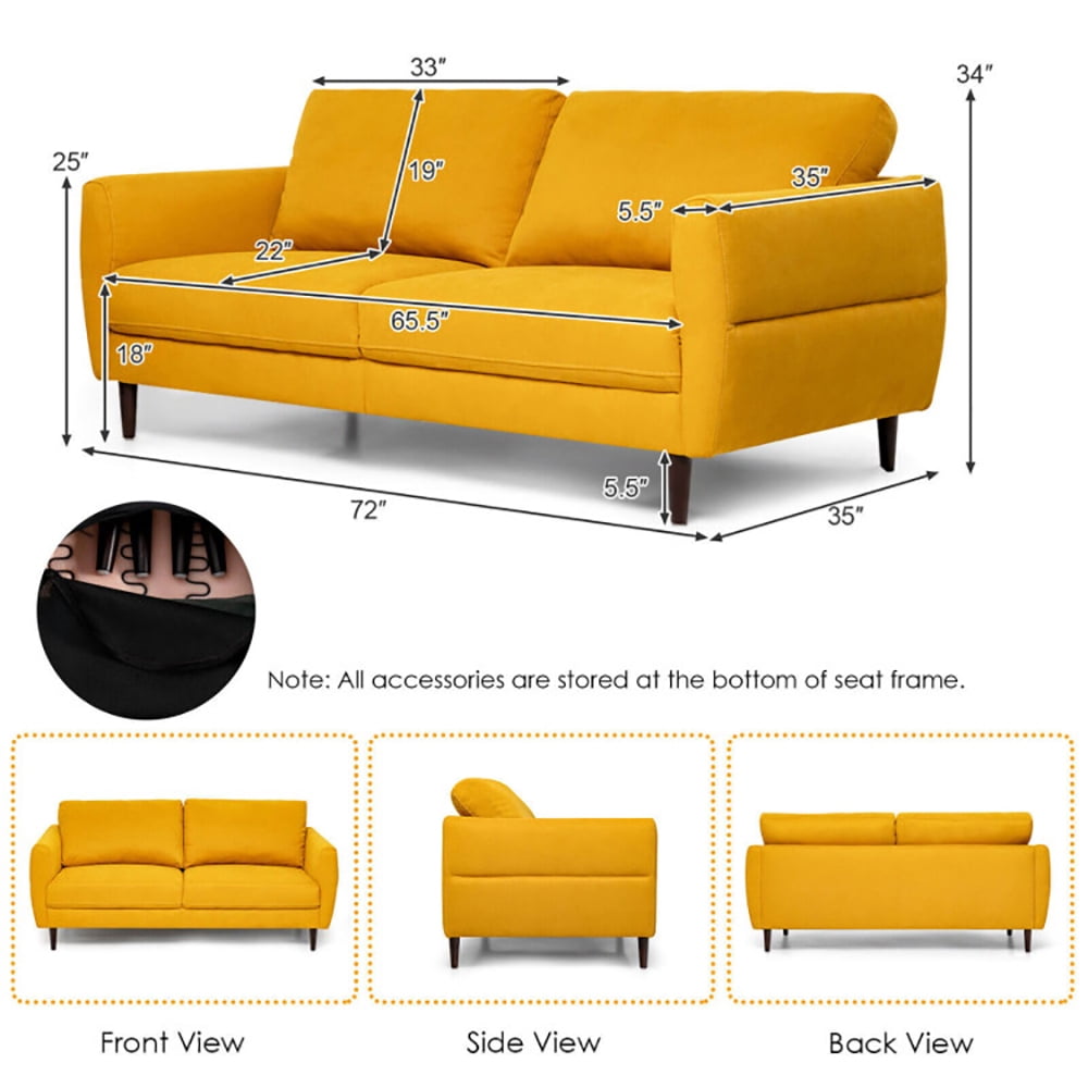 Finihen Loveseat Sofa, Modern Loveseat Sofa Couch, 72 Inch Small Fabric Loveseat Sofa Couch with Wood Legs, for Living Room, Bedroom, Yellow Finihen Loveseat Sofa, Modern Loveseat Sofa Couch, 72 Inch Small Fabric Loveseat Sofa Couch with Wood Legs, for Living Room, Bedroom, Yellow