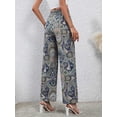thumbnail image 4 of Women's High Waist Paisley Print Wide Leg Pants Boho Loose Casual Long Palazzo Fit Bottoms Trousers, 4 of 6