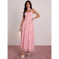 thumbnail image 6 of Pink Polka Dot Sleeveless Cinched Waist Maxi Dress With Choker Detail For Women, 6 of 6