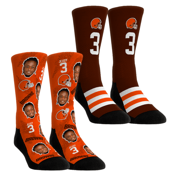 Unisex Rock Em Socks Jerry Jeudy Cleveland Browns Player Football Guy Two-Pack Crew Sock Set