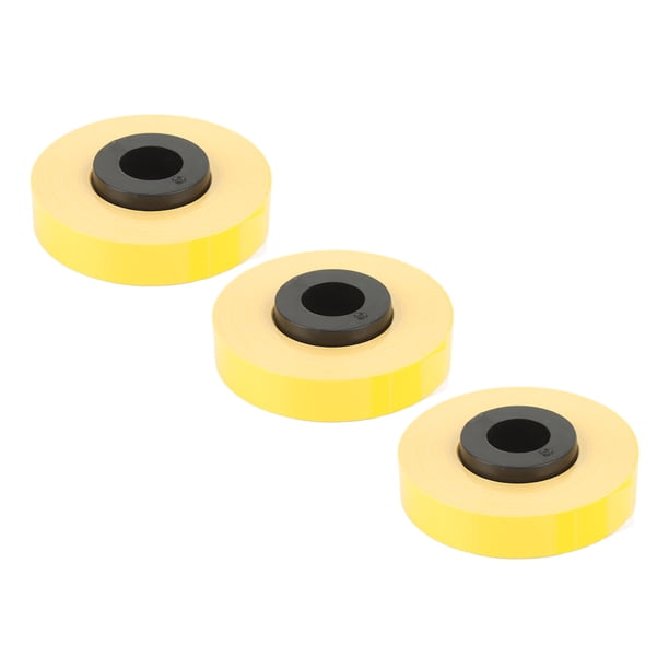 3 rollos de cinta para máquina de etiquetas cada uno, 26,2 pies de largo, 9 mm de ancho, repuestos de cinta para máquina de etiquetas PET resistente al desgarro para MAX LM 370 380 390 amarillo
