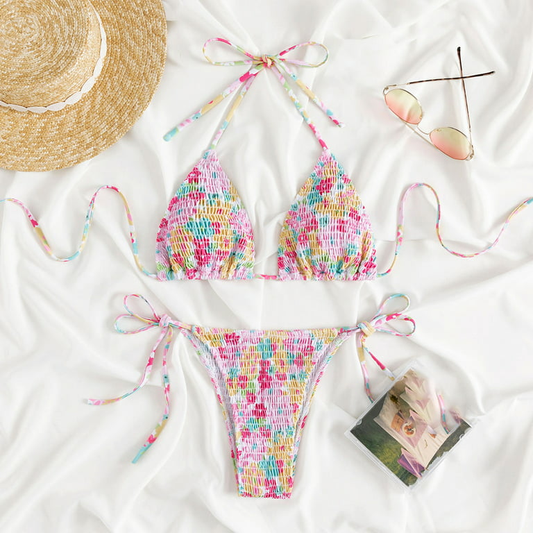 SELONE Bathing Suit for Women 2 Piece Bikini Hawaiian Flower Print