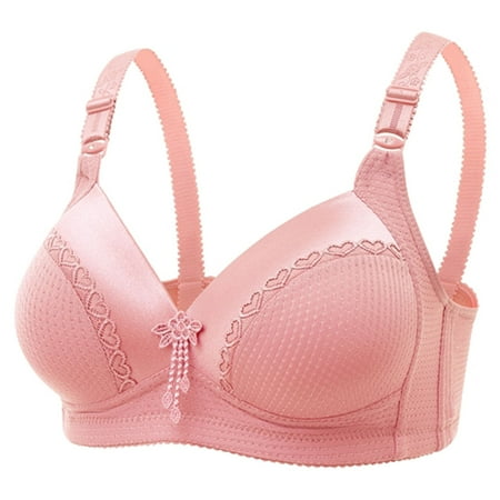

Ecqkame Women s Push-up Bra Clearance Woman s Embroidered Glossy Comfortable Breathable Bra Underwear No Rims Hot Pink XXXL