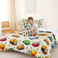 thumbnail image 4 of Manfei Cute School Bus Queen Comforter Set,City Cars Pattern Comforter Sets Queen,Beige,Polkadot Reversible,3pcs,1 Comforter and 2 Pillowcases, 4 of 7