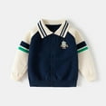 thumbnail image 2 of bbymog Toddler Cardigan Long Sleeve Turndown Knitted Cardigan Sweater Boys' Fashion School Uniform Sweaters Coat Casual Outerwear Navy B Multicolor, 2 of 9