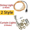 thumbnail image 2 of Cortina de luces LED de 10/100/200/300/600 lúmenes, guirnalda de luces LED impermeable con 8 modos de iluminación, con control remoto y ganchos para colgar, ideal para dormitorio, ventana, boda o, 2 of 8