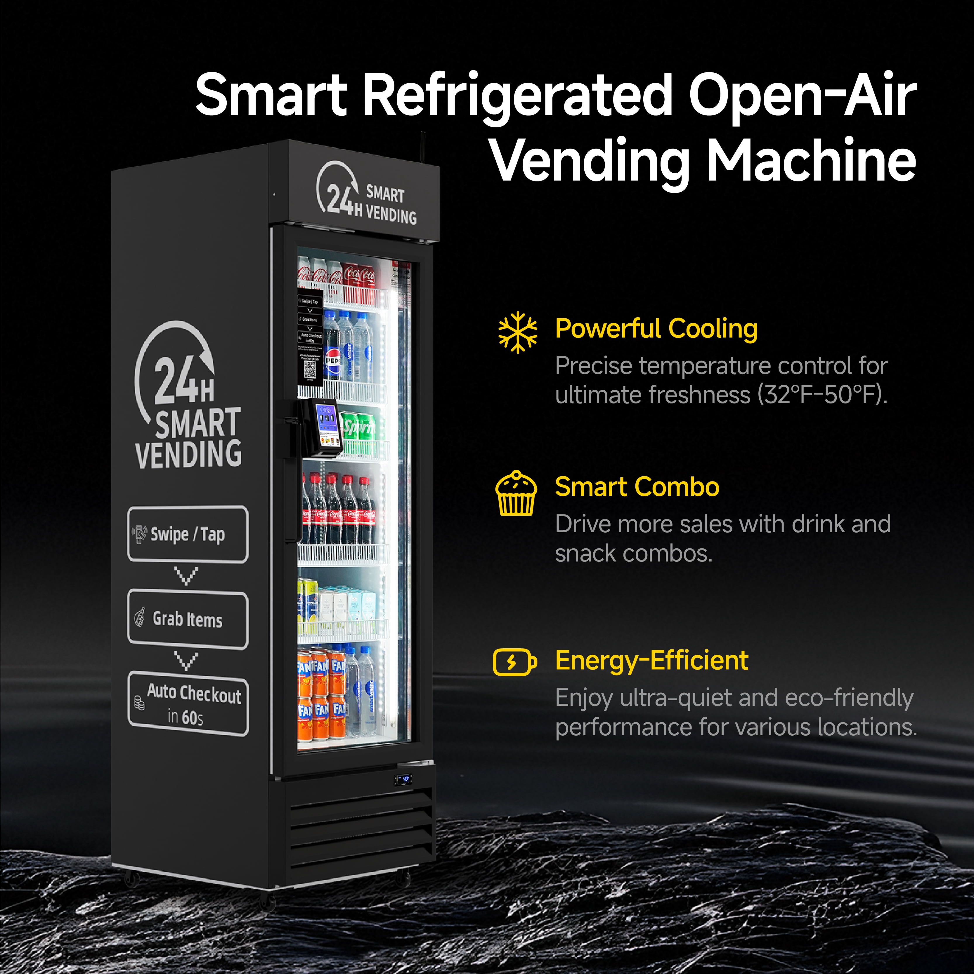 HAHA Vending Machine - 245-Capacity Commercial Refrigerated Unit for Offices/Schools/Gym