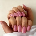 thumbnail image 1 of Uñas postizas adhesivas JOYVVEW cuadradas medianas rosa, 28 piezas, 1 of 7