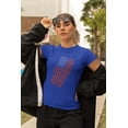 thumbnail image 4 of 4th of July Distressed Offset American Flag Women's Juniors Soft T Shirt, 4 of 5