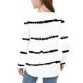 thumbnail image 5 of YUNAFFT Girls Striped Long Sleeve T-Shirt Side Slit Hem Soft Stretch Cotton-Like Top for 4-14Y, 5 of 6