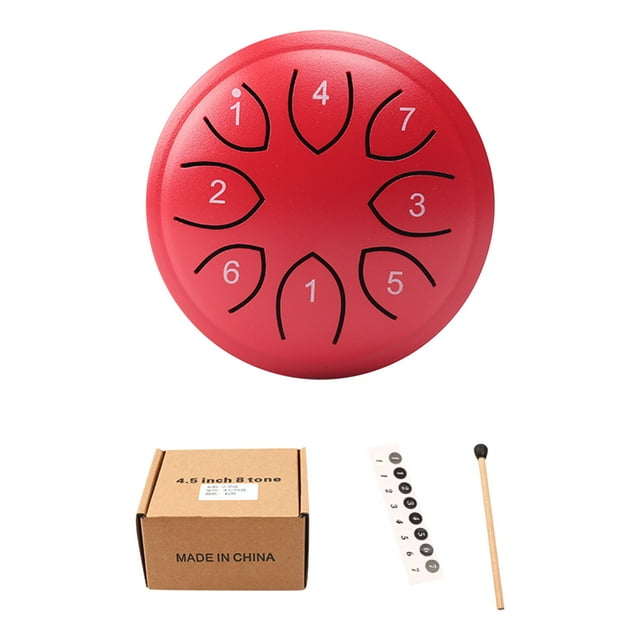 Red Red Steel Tongue Rain Drum, 4.5 Inch 8 Tone C Key, Handcrafted Outdoor Musical Instrument For Garden Melody