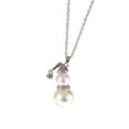 thumbnail image 5 of Juego de 2 piezas de collar con colgante de muñeco de nieve de Navidad, collar de perlas de imitación, cadena de suéter para mujeres, niñas, dorado, plateado JAMW Sencillez, 5 of 5