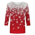 thumbnail image 4 of Hvot&aat Christmas Shirts for Women 3/4 Length Sleeve Tunic Blouses Cute Santa Claus Graphic Holiday Tees, 4 of 4
