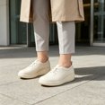 thumbnail image 2 of DENTOYOU Womens Walking Shoes PU Leather Fashion Tennis Shoes Non-Slip Casual Sneakers for Women Beige 38, 2 of 6