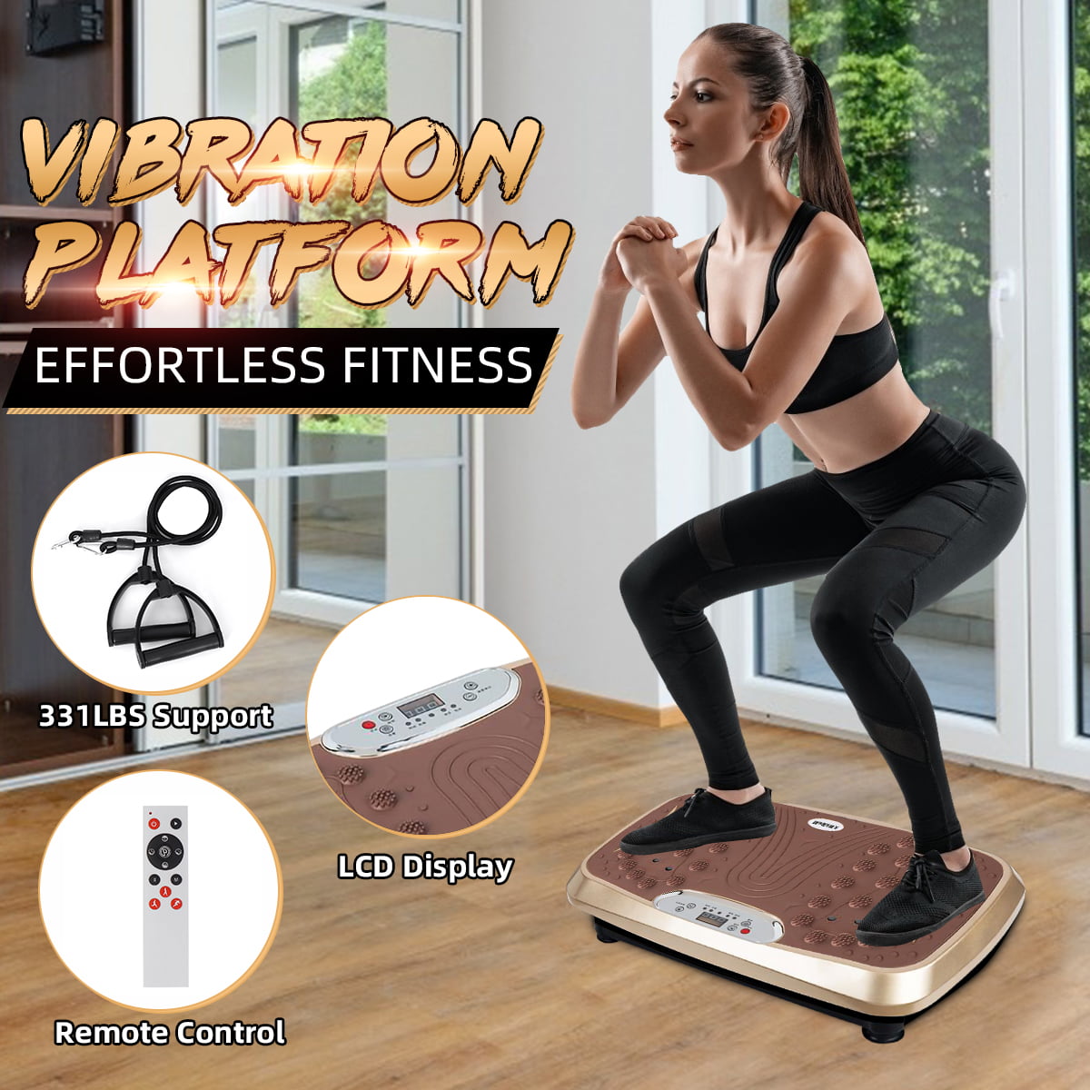 Details about   Whole Body Vibration Platform Plate Fitness Machine with Resistance Bands Gym US 