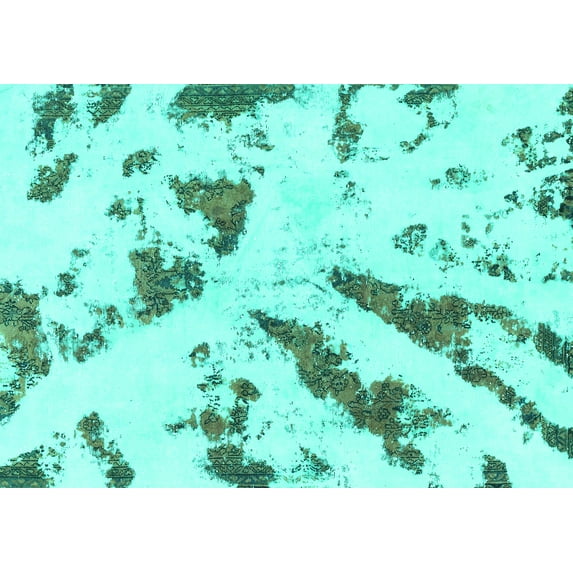 Ahgly Company Machine Washable Indoor Rectangle Abstract Turquoise Blue Modern Area Rugs, 2' x 4'