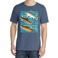 thumbnail image 2 of Wild Bobby, Classic Rainbow Brook Brown Trout, Fish, Trio Garment-Dyed Washed Look Short Sleeve Tees, Navy, Medium, 2 of 3