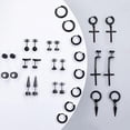 thumbnail image 3 of 15 Pairs Earrings for Men, Black Stainless Steel Earrings Stud Kit for Men Women Fashion Piercing Jewelry Cross Dangle Hoop Earrings Set, 3 of 7