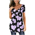 thumbnail image 2 of SMihono Hauts pour Femmes Été Décontracté Chic Col Rond Imprimé Vache Manches Courtes T-Shirt Oversize pour Femmes, 2 of 5