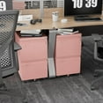 thumbnail image 2 of 2 Drawers Metal File Cabinet with Lock, Under Desk Mobile Filing Storage Cabinet with Business Card Slot for Letter/Legal/F4/A4 Size Folders,Required Assembly,14.57"W x 17.36"D x 25.79"H,Pink, 2 of 14