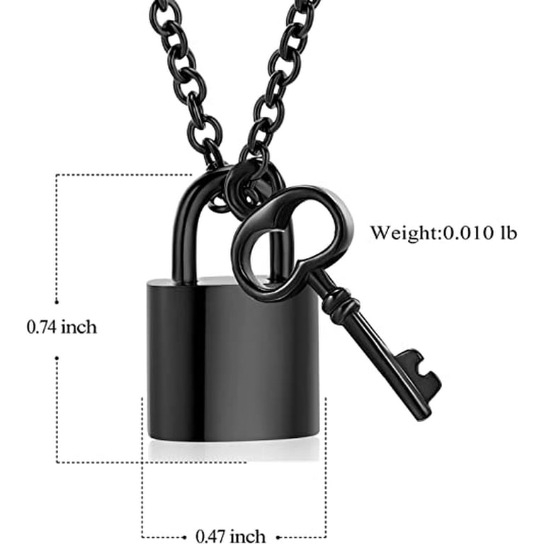 Padlock Necklace Stainless Steel Lock Chain for Men Women Cremation Jewelry  for Ashes Urn Necklace Keepsake Memorial Punk Lock Pendant Ashes Holder