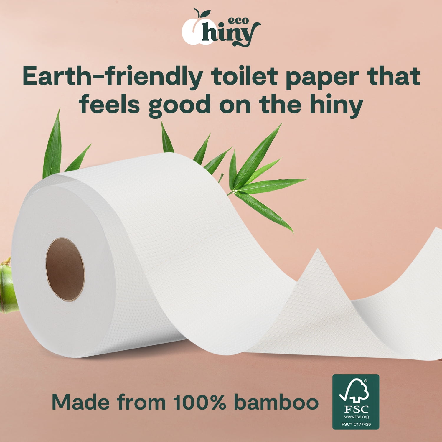 ecoHiny Premium & Soft Bamboo Toilet Paper | 12 Mega Rolls, 3 Ply & 350 Sheets | Tree Free Toilet Tissues | Plastic Free Packaging
