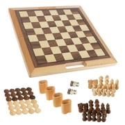 Trademark Global Deluxe Wooden 3-in-1 Chess, Backgammon & Checker Set