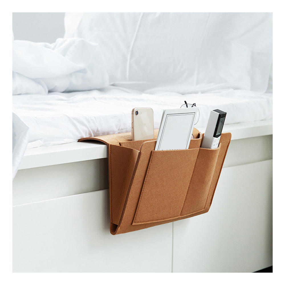 Hanging Bedside Caddy Essentials Holder Bag with 4 Pockets Thick Felt