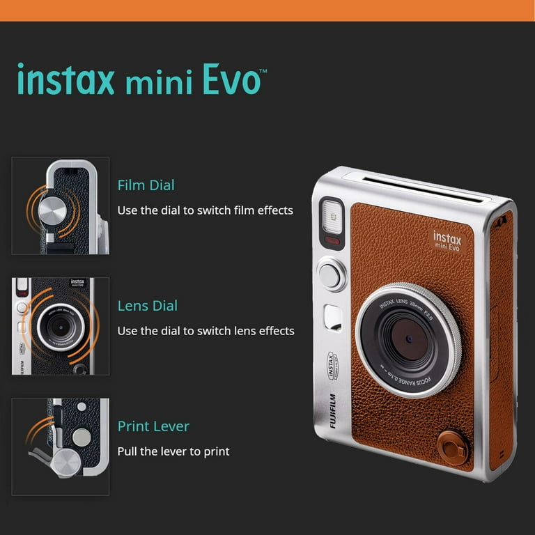 Fujifilm INSTAX Mini EVO Hybrid Instant Camera Kit - Brown with