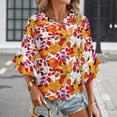thumbnail image 3 of Fall Maple Leaf ! Women's V-Neck Blouse With 3/4 Ruffled Bell Sleeves Casual Top Ladies Blouses, 3 of 7