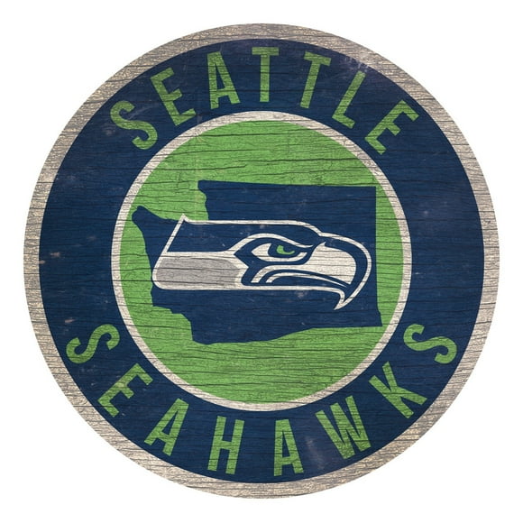 Seattle Seahawks Sign Wood 12 Inch Round State Design
