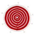 thumbnail image 1 of . Falda Navideña Roja Con Borlas Circulares De 48 Pulgadas, 1 of 8
