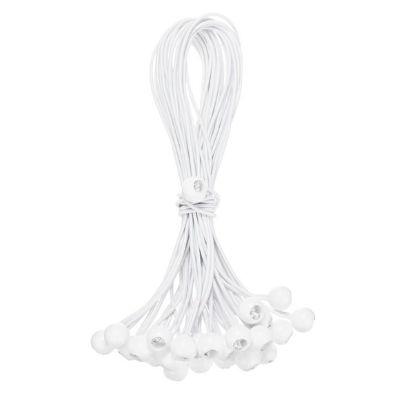 Uxcell 25-Pack Ball Bungee Cords, 15 Inch High Elastic Canopy Tarp Tie Down Bungee Balls for Tent/Cargo Holding [White]