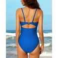 thumbnail image 5 of Women's Scallop Trim One Piece Swimsuit Sexy Cutout Bathing Suit Tummy Control Slim Monkini, 5 of 5